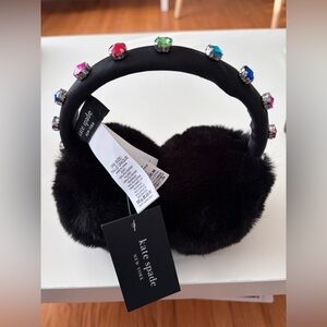 Kate Spade Black Earmuffs with Multicolor Studs NWT